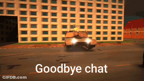 Video Game Saying Goodbye Chat In Front Of Large Building GIF