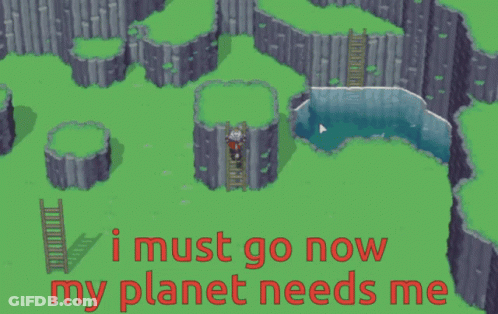 Video Game Scene I Must Go Now My Planet Needs Me GIF