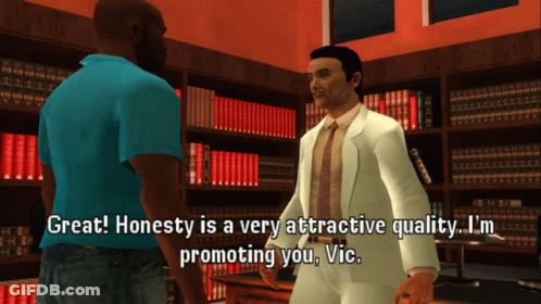 Video Game Scene Man Saying Great Honesty I'm Promoting You GIF