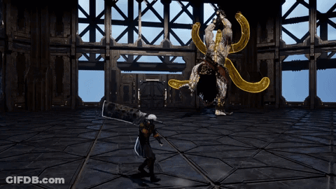 Video Game Scene Person Fighting Monster GIF