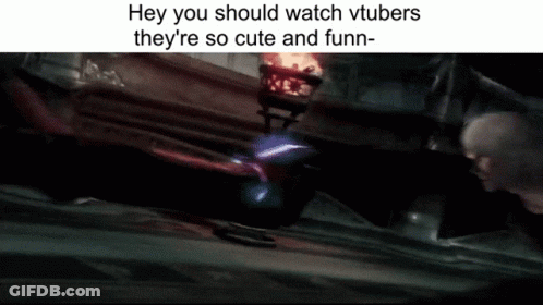Video Game Scene Saying Hey You Should Watch Vtubers They're So Cute And Fun GIF