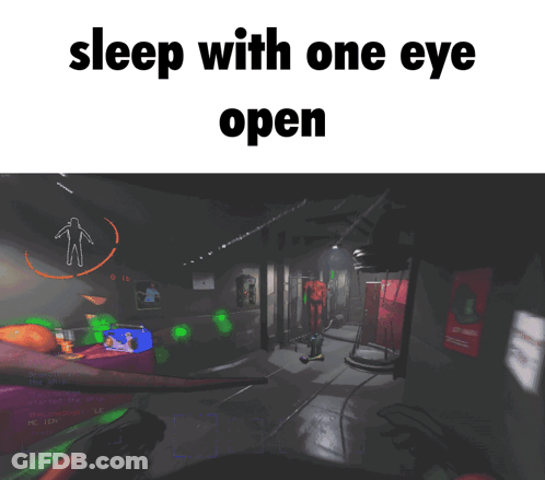 Video Game Scene Sleep With One Eye Open GIF