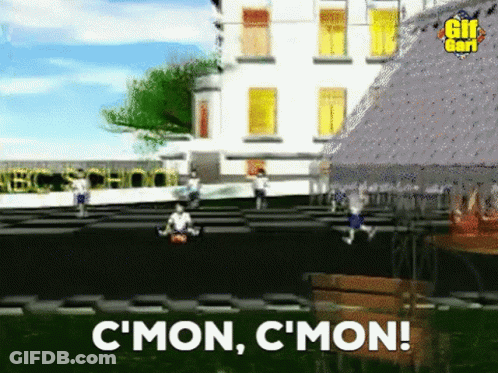 Video Game Scene With C Mon C Mon GIF