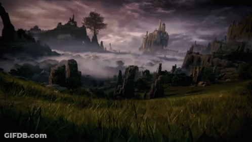 Video Game Scene With Castle And Tree GIF