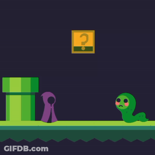 Video Game Scene With Green Worm And Broken Box GIF