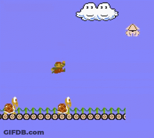 Video Game Scene With Squid And Clouds GIF