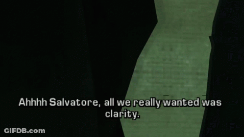Video Game Scene With Two Men Saying Ahhh Salvatore All We Really Wanted Was Clarity GIF