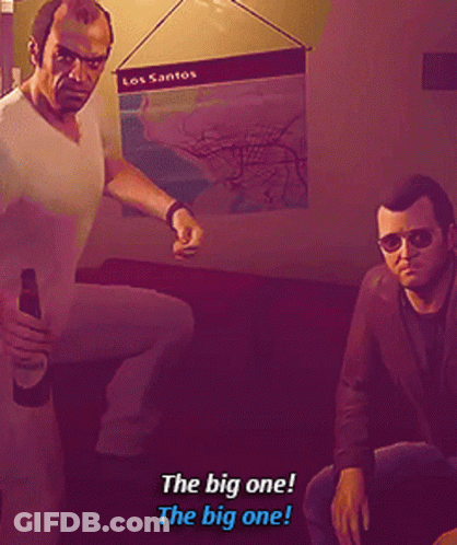 Video Game Scene With Two Men Saying The Big One GIF