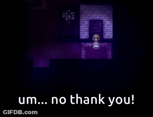 Video Game Screen Saying Um No Thank You GIF