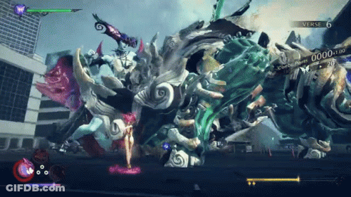 Video Game Screen With Monster And Verse GIF