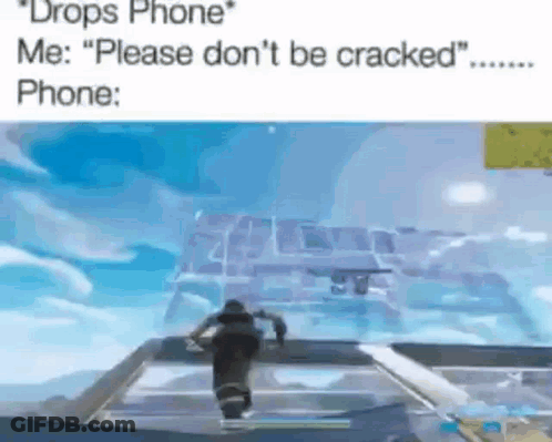 Video Game Screenshot Drops Phone Please Don't Be Cracked GIF