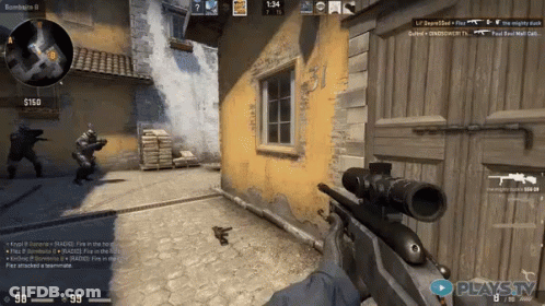 Video Game Screenshot Of Sniper Aiming At Target GIF
