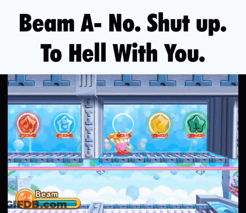 Video Game Screenshot Saying Beam No Shut Up GIF
