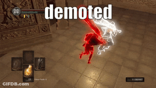 Video Game Screenshot Saying Demoted GIF