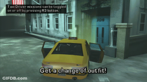 Video Game Screenshot Saying Get A Change Of Outfit GIF