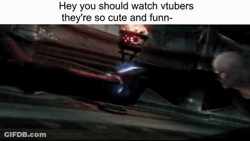 Video Game Screenshot Saying Hey You Should Watch Vtubers GIF