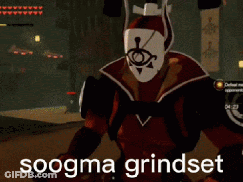 Video Game Screenshot Saying Soogma Grindset GIF