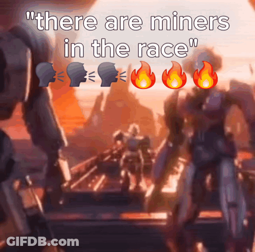 Video Game Screenshot Saying There Are Miners In The Race GIF