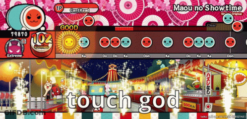 Video Game Screenshot Saying Touch God GIF