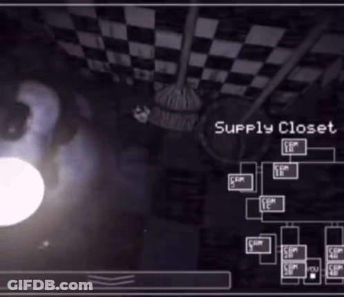 Video Game Supply Closet With Checkered Ceiling GIF