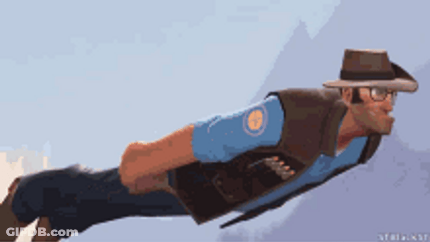 Video Game Tf2 Sniper Mr. Mundy Flying GIF