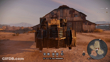 Video Game Vehicle In Front Of Building With Number N GIF