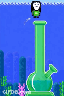 Video Game With Bong And Sign Saying Level Clear Bonus 2000 J X 03 GIF