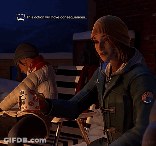 Video Game Woman Holding Cup Of Coffee GIF