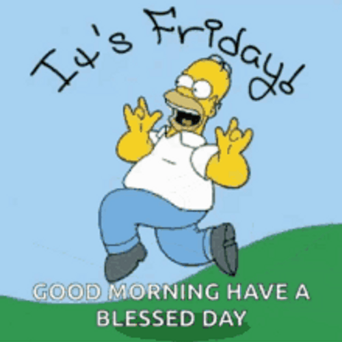 Viernes It's Friday Good Morning Homer Simpson Skipping GIF