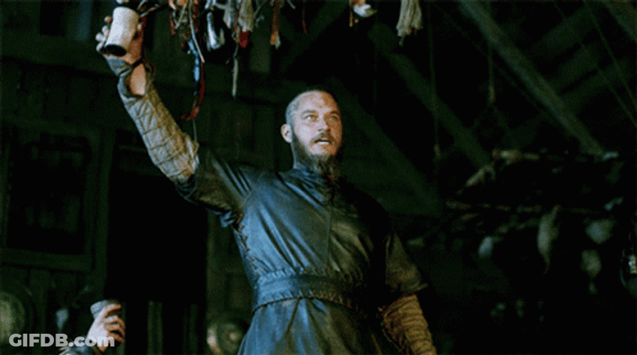 Viking Man Shouting Raise Glass GIF