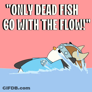 Viking Saying Only Dead Fish Go With The Flow GIF