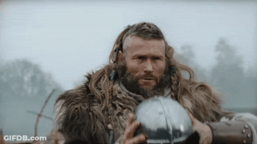 Viking Warrior Wears Helmet GIF