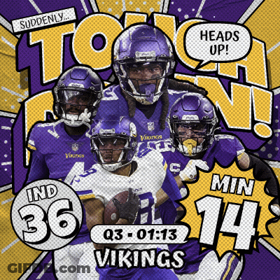 Vikings Football Team Advertisement Purple Yellow Background GIF