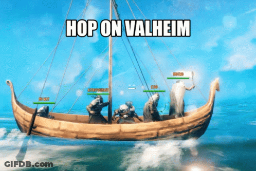 Vikings In Boat Hop On Valheim GIF