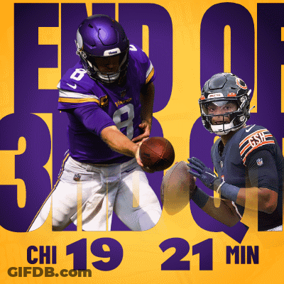 Vikings Player Holding Football Next To Bears Player Holding Ball GIF
