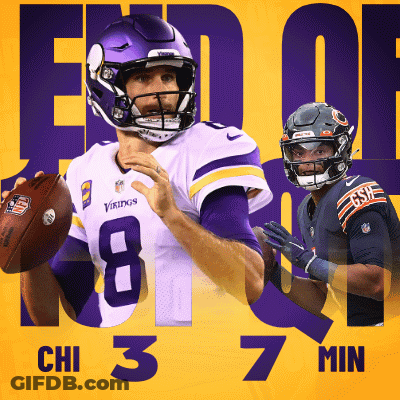 Vikings Player Holding Football Next To Bears Player GIF