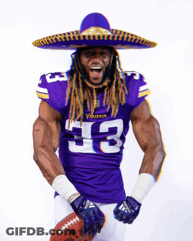 Vikings Player In Sombrero Holding Football GIF
