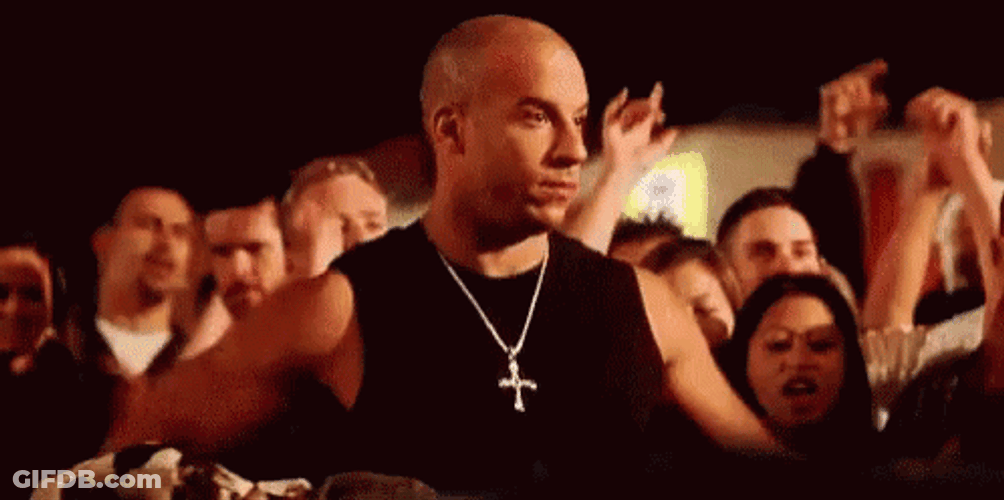 Vin Diesel Family Rallying Crowd GIF