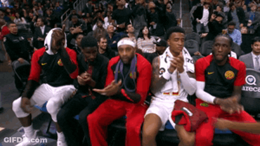 Vince Carter Sitting With Teammates GIF