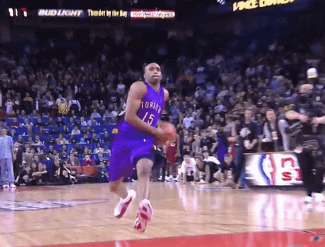 Vince Carter Smooth Dunk With Two Hands GIF