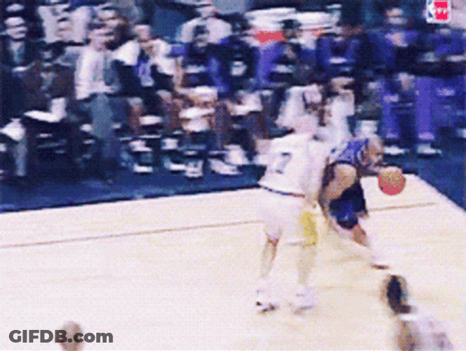 Vince Carter With Two Opponents Stopping GIF