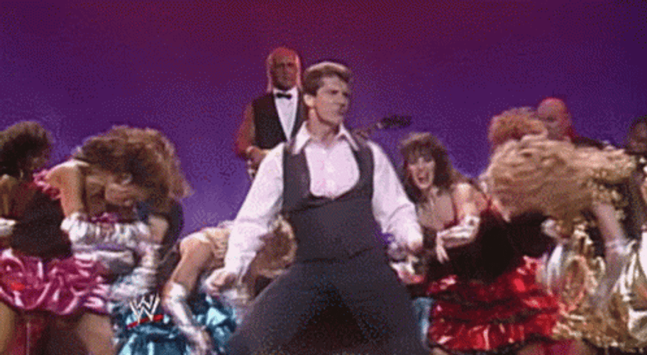 Vince Mcmahon Meme Dancing On Stage With Girls GIF