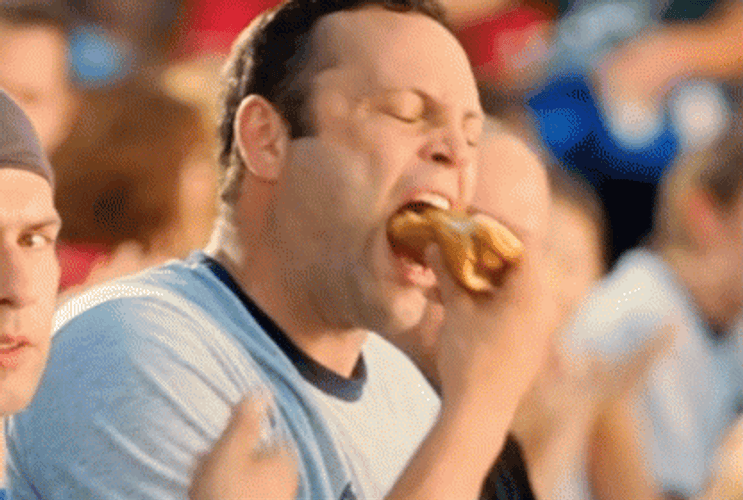Vince Vaughn Wedding Crashers Eating Bread And Wink GIF