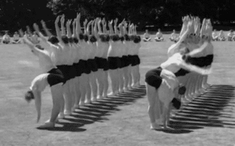 Vintage Bend Over Female Exercise GIF