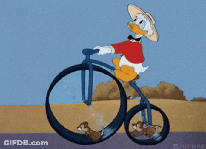 Vintage Bike Riding Donald Duck GIF