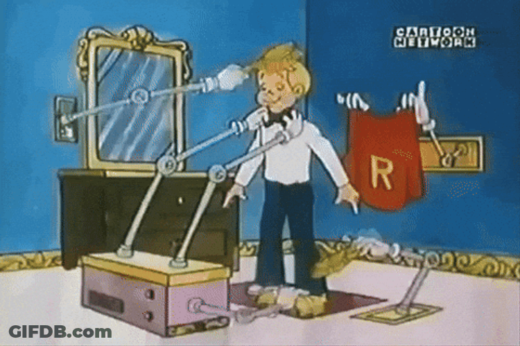 Vintage Boy Getting Ready Automatic Machines GIF