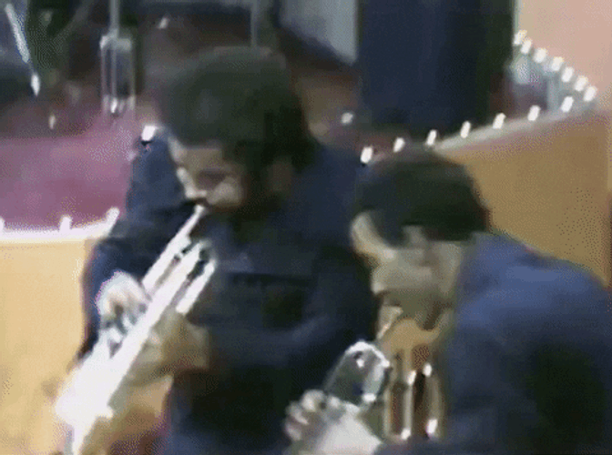 Vintage Bugle Playing James Brown Concert GIF