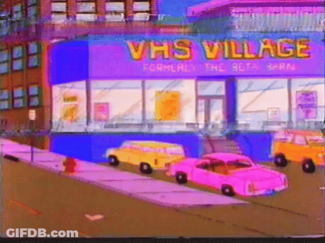 Vintage Cartoon Showing Vhs Store GIF