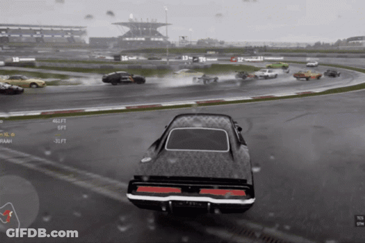Vintage Dodge Race Collision GIF