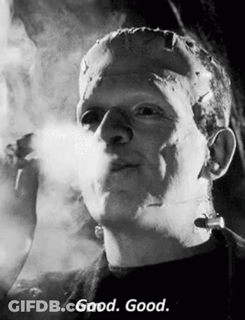 Vintage Frankenstein Smoking Cigar GIF